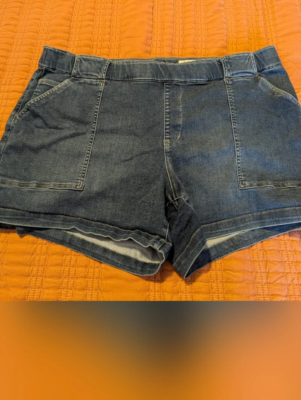 Denim Pocket Womens Shorts - Dark Blue